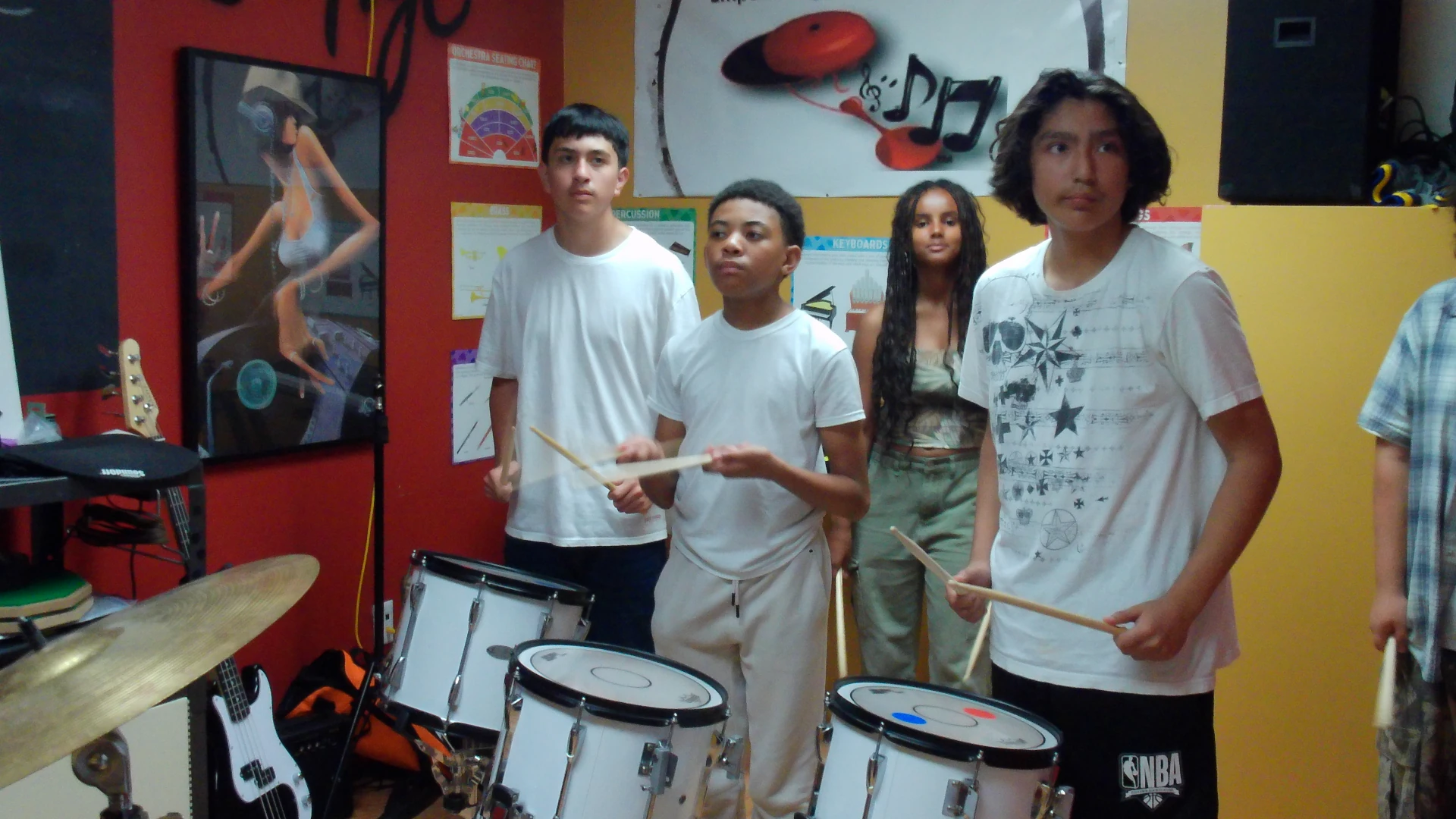 Kids playing drums