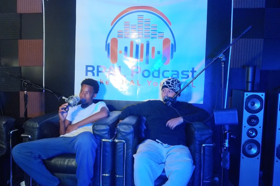 kids in a podcast studio