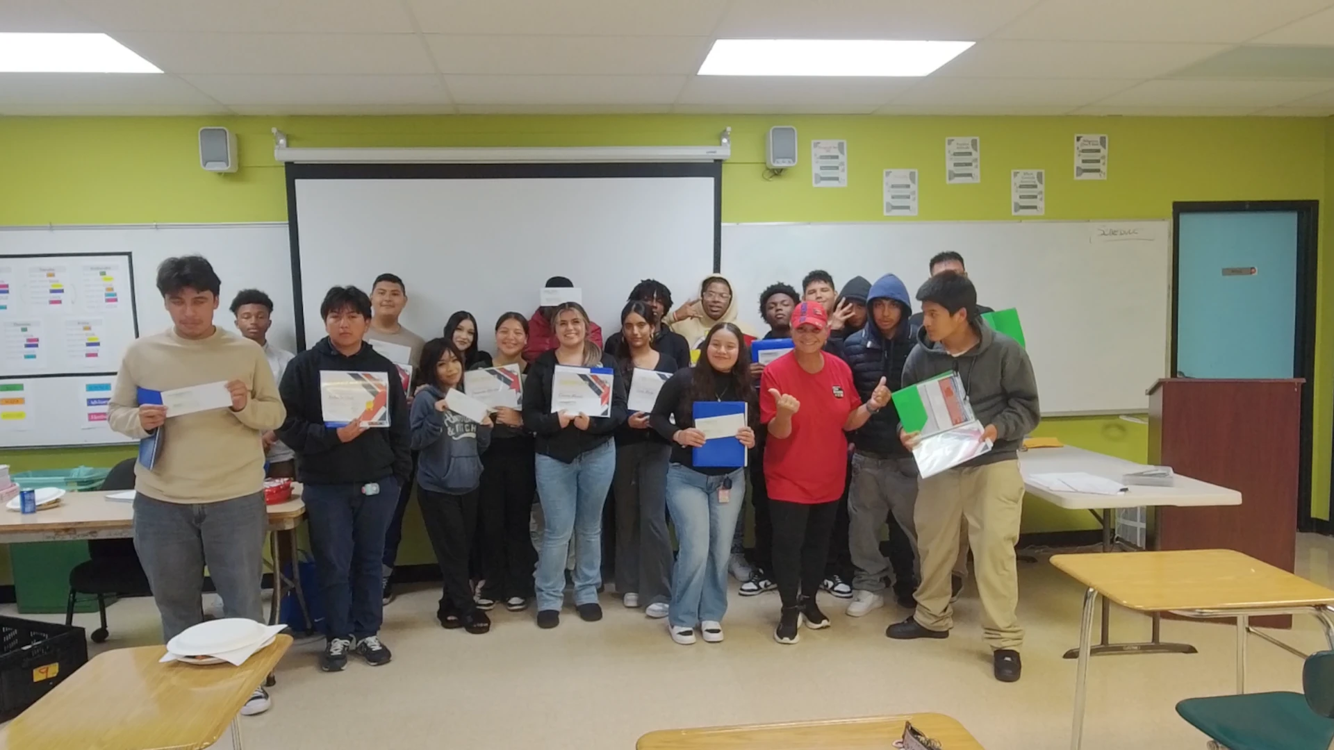 Group photo in classroom